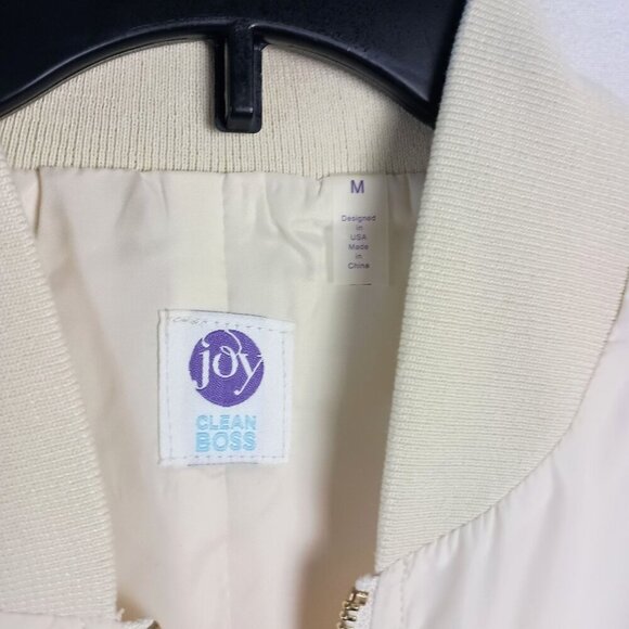 Joy Mangano Cleanboss Bomber Jacket Off-White M Soft Lightweight NWT - Picture 5 of 5